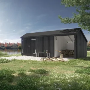 Plus Multi Havehus 15,5 mÂ² - 3 moduler m/dobbeltdør og lukket/åben front - inkl. tagpap/alulister - 1675915-1