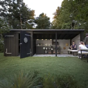 Plus Nordic Multi Havehus 14 mÂ² - 3 moduler m/dobbeltdør og åben front - inkl. tagpap/alulister - 1685905-1