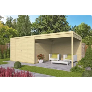 Raleigh med baldakin Bjælkehytte 28 mm - 400272N - 17,94 mÂ²