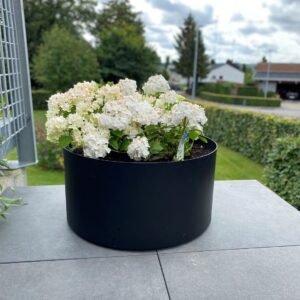 Rundt højbed på hjul i 3mm cortenstål med bund Ø79cm - 75 cm - Sort (malet)