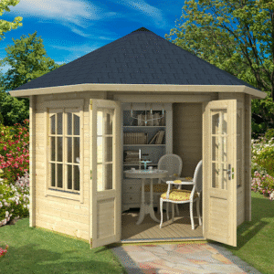 Rungsted 6-kantet pavillon på 7,5m2 inkl. 2 vinduer