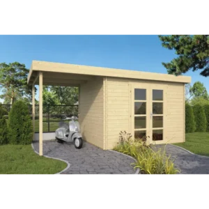 Salt Lake City med baldakin Bjælkehytte 28 mm - 400789N - 8,32 mÂ²