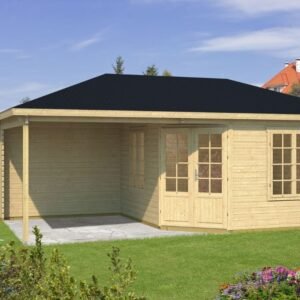 Stilling havehus med overdækning på 13,9m2 + 11m2 overdækning i ubehandlet træ