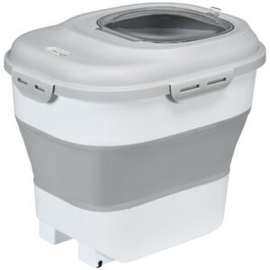 Tørfoderbeholder, foldbar, op til 25 kg, med tilbehør, 44 x 32 x 37 cm, grå