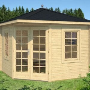 Vejen 5-kantet pavillon i ubehandlet træ på 7,3m2