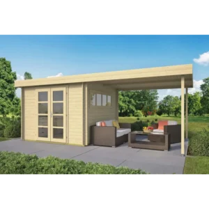 Virginia Beach med baldakin Bjælkehytte 28 mm - 400746N - 9 mÂ²