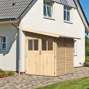 Volstrup model 2 redskabsskur til montage op ad husmur i ubehandlet på 3,3m2