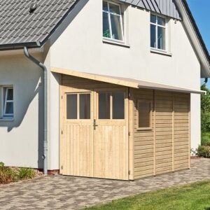 Volstrup model 3 redskabsskur til montage op ad husmur i ubehandlet på 4,9m2