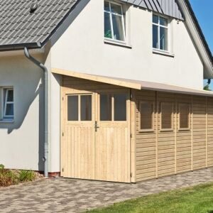 Volstrup model 5 redskabsskur til montage op ad husmur i ubehandlet på 8m2