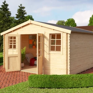 Wien klassisk bjælkehytte med 28mm bjælker 14,8m2 Uden tagpap