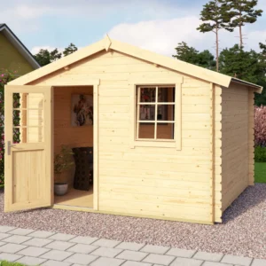 Wien klassisk bjælkehytte med 28mm bjælker 8,7m2 Uden tagpap